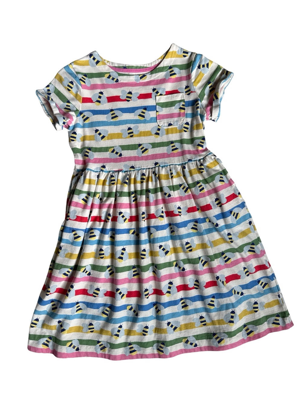 Mini Boden Girls' Striped Bee Print Dress - 11-12y